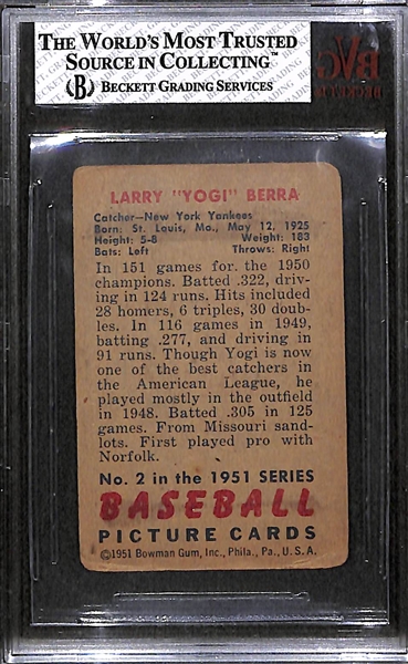 1951 Bowman Baseball #2 Yogi Berra - BVG 2